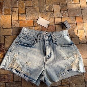 Elan Light Blue Distressed Jean Shorts